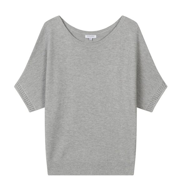 NEW Petite Studio Franco Cotton Knit Top - Grey (S) - Picture 2 of 7